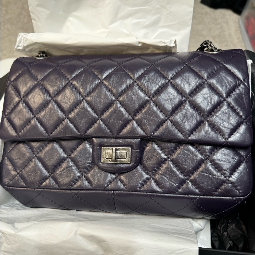 Authentic Chanel Quilted Women's Shoulder Bag in Deep Purple